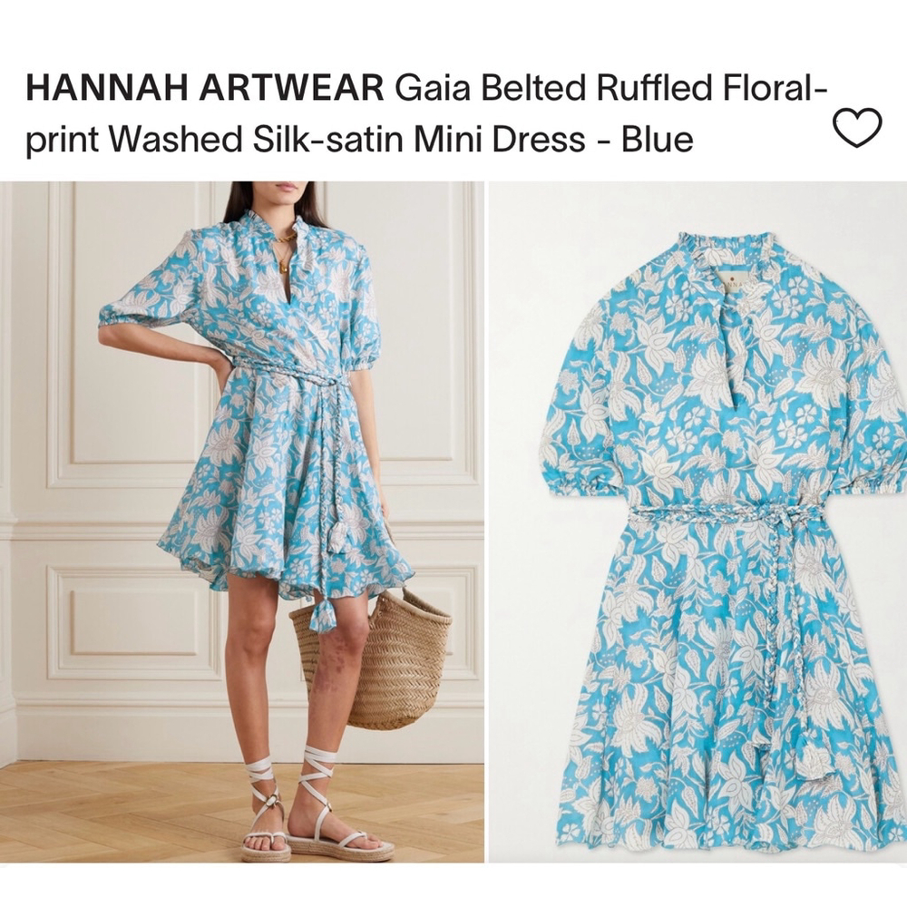 HANNAH ARTWEAR Gaia Belted Ruffled Floral-print Washed Silk-satin Mini Dress -